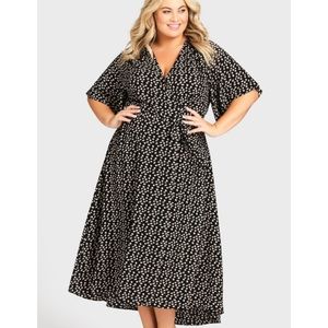 Viv Wrap Print Maxi Dress - black daisy